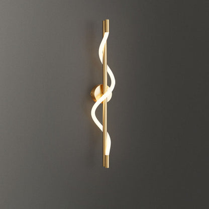 Cylinder Wave Stripe Copper Acrylic LED Wall Sconce Lamp