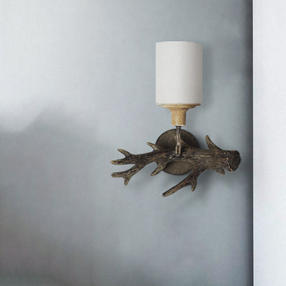 Antler Resin Glass Cylinder 1-Light Wall Sconce Lamp