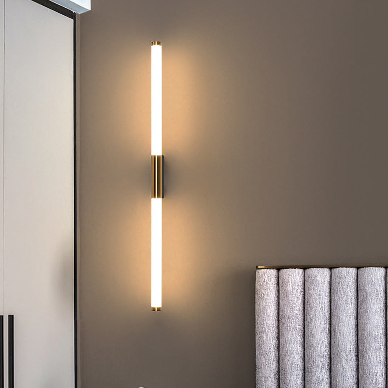 Long Cylinder Rectangle Base Iron PC LED Wall Sconce Lamp