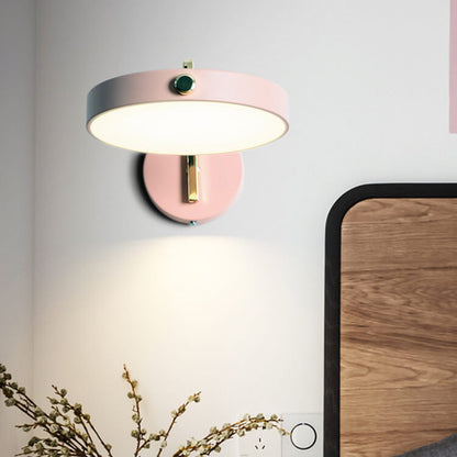 Macaron Color Round Head Iron Acrylic LED Wall Sconce Lamp
