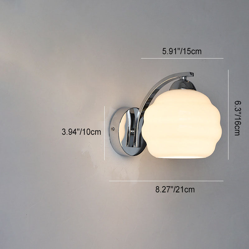 Simplicity Iron Glass Round Ball 1-Light Wall Sconce Lamp