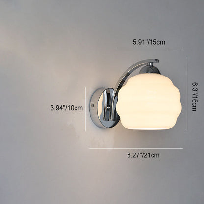 Simplicity Iron Glass Round Ball 1-Light Wall Sconce Lamp