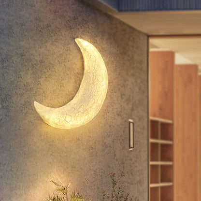 Outdoor Moon Shape Resin LED Rainproof Wall Sconce Lamp