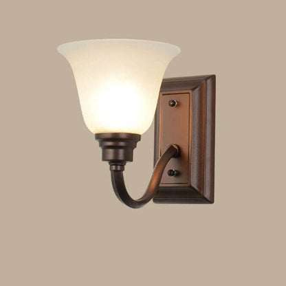 Iron Frame Floral Glass Shade 1-Light Wall Sconce Lamp