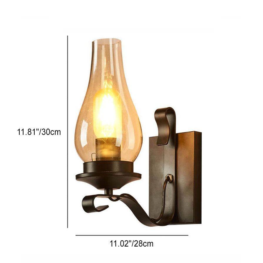 Wrought Glass Bottle Lampshade 1-Light Wall Sconce Lamp