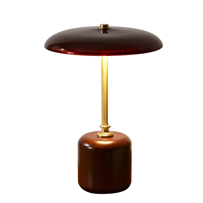 Contemporary Brass Wood Table Lamp