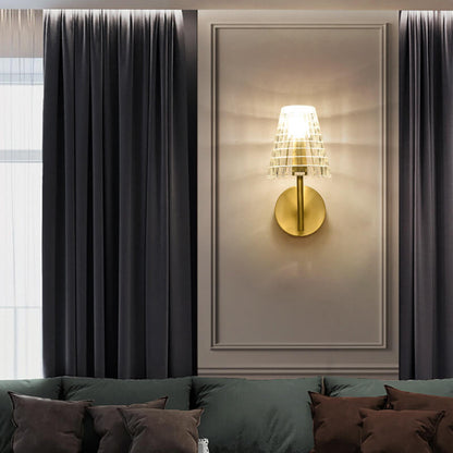 Luxury Round Textured Glass Copper 1-Light Wall Sconce Lamp