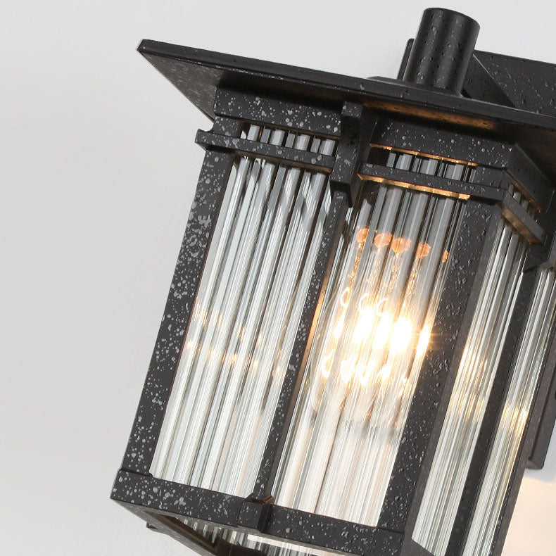 Aluminum Frame Ribbed Glass Shade 1-Light Wall Sconce Lamp