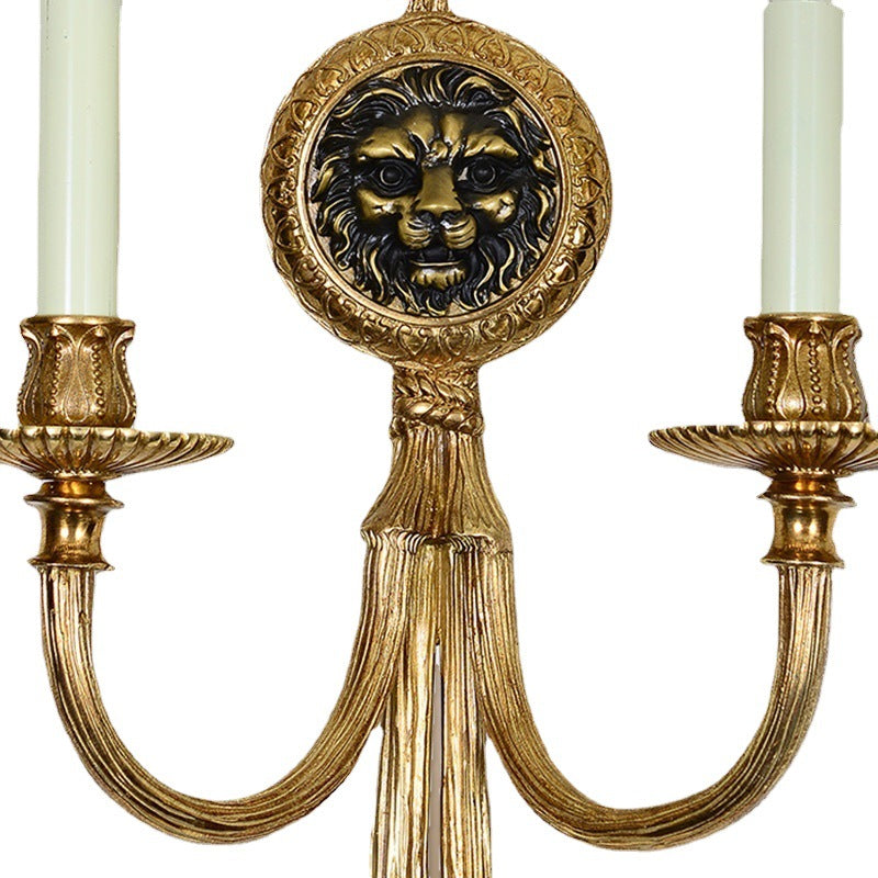 French Cylinder Sconce Full Brass 2-Light Wall Sconce Lamp