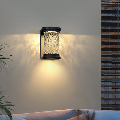 Waterproof Steel Glass Cylinder LED Wall Sconce Lamp