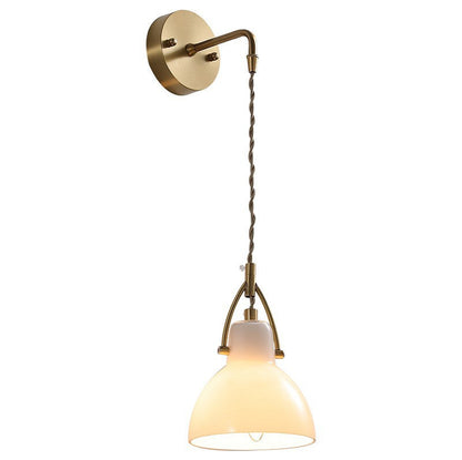 European All Brass Glass 1-Light Wall Sconce Lamp
