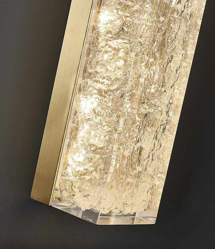 Luxury Brass Clear Resin Rectangular LED Wall Sconce Lamp