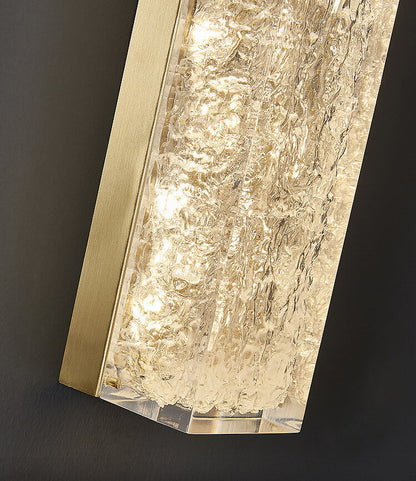 Luxury Brass Clear Resin Rectangular LED Wall Sconce Lamp