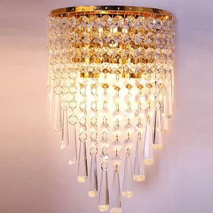 Modern Luxury Crystal Tassel 2-Light Wall Sconce Lamp