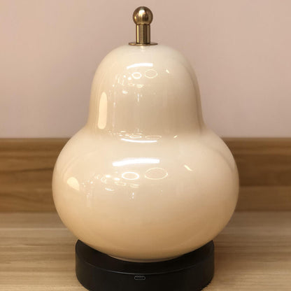 French Cream Pear Shape LED Rechargeable Touch Table Lamp