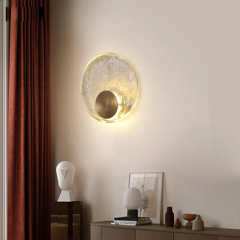 Modern Luxury Round Glass Copper LED Wall Sconce Lamp