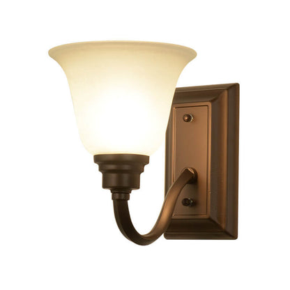 Iron Frame Floral Glass Shade 1-Light Wall Sconce Lamp