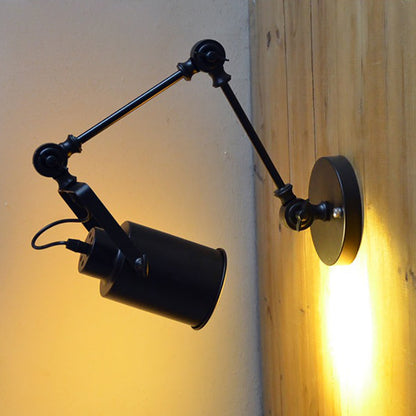 Cylinder Swing Arm Iron Aluminium 1-Light Wall Sconce Lamp