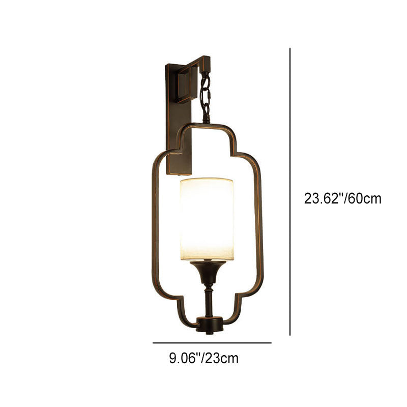 Classical Iron Frame Square Round 1-Light Wall Sconce Lamp