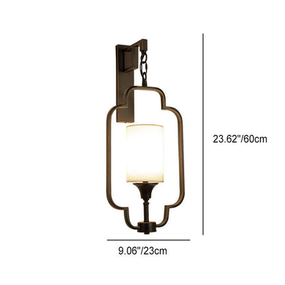 Classical Iron Frame Square Round 1-Light Wall Sconce Lamp