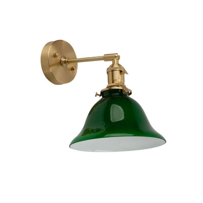 Glass Iron Copper Green Cone 1-Light Wall Sconce Lamp