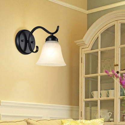 Retro Rustic Iron Glass 1-Light Wall Sconce Lamp