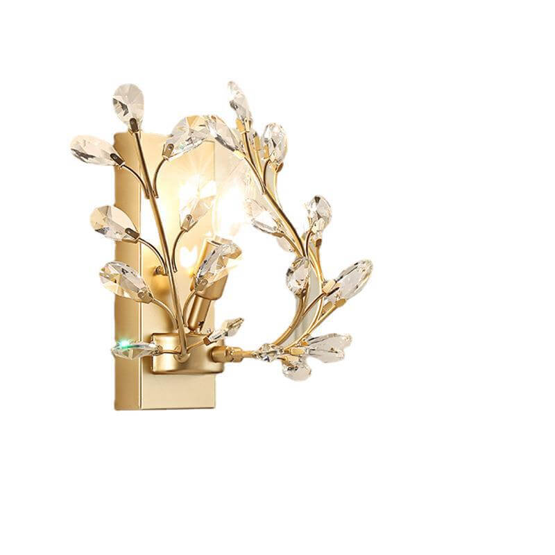 Creative Light Luxury Crystal Leaf 1-Light Wall Sconce Lamp