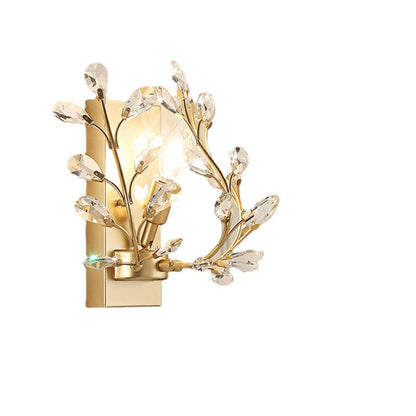 Creative Light Luxury Crystal Leaf 1-Light Wall Sconce Lamp