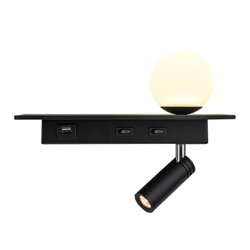 Black With USB Socket Iron LED Spotlight Wall Sconce Lamp