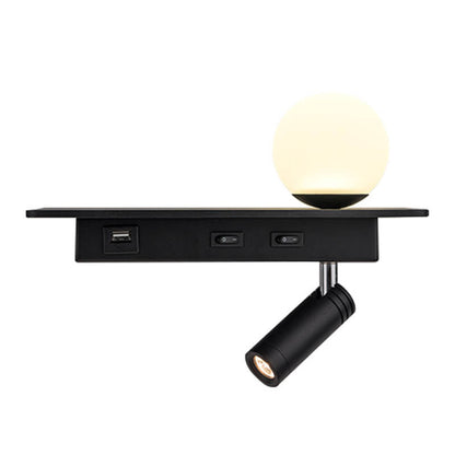 Black With USB Socket Iron LED Spotlight Wall Sconce Lamp