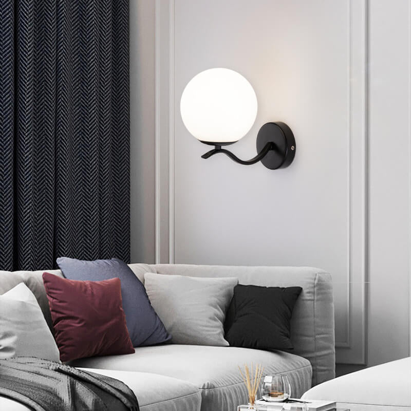 Iron Spherical Glass Lampshade 1-Light Wall Sconce Lamp