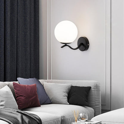 Iron Spherical Glass Lampshade 1-Light Wall Sconce Lamp