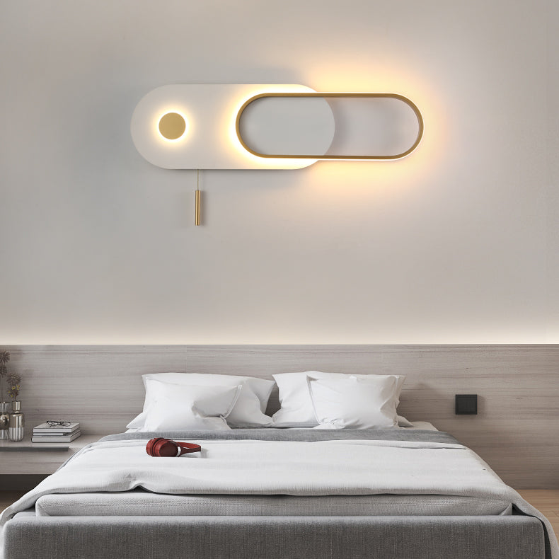 Modern Minimalist Oval Iron Acrylic LED Wall Sconce Lamp