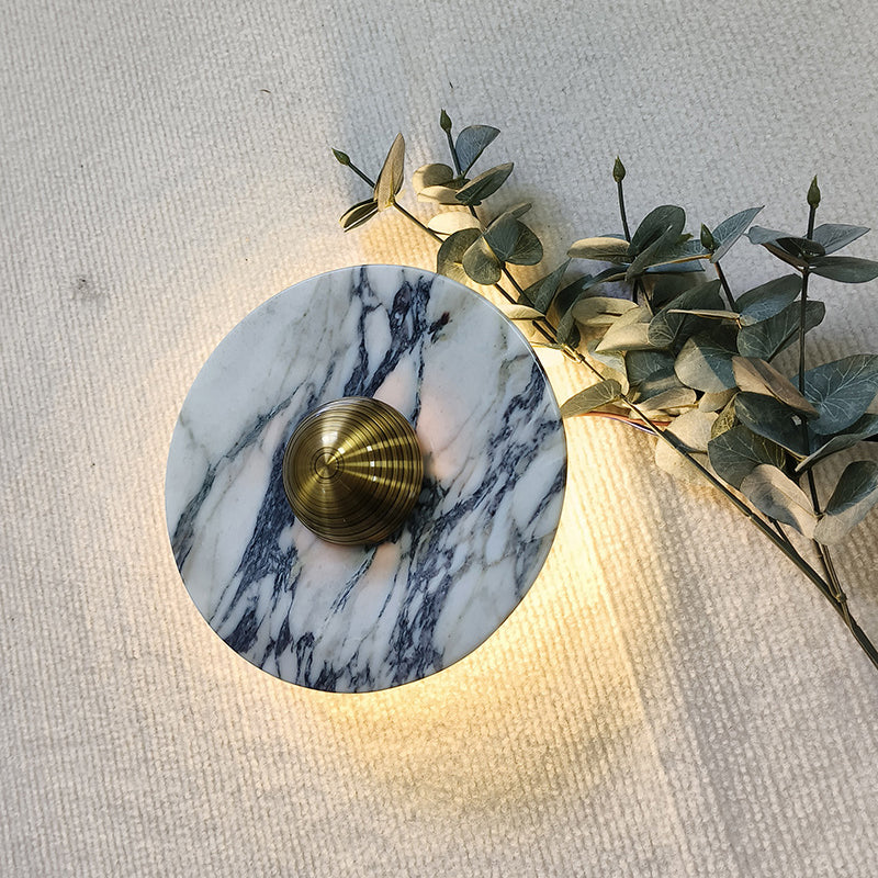 Scandinavian Round Metal Marble LED Wall Sconce Lamp