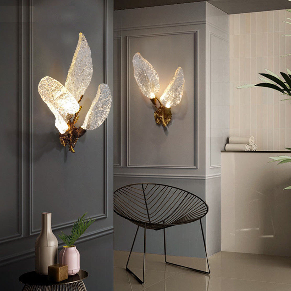 Resin Antique Brass Branch Shape LED Wall Sconce Lamp