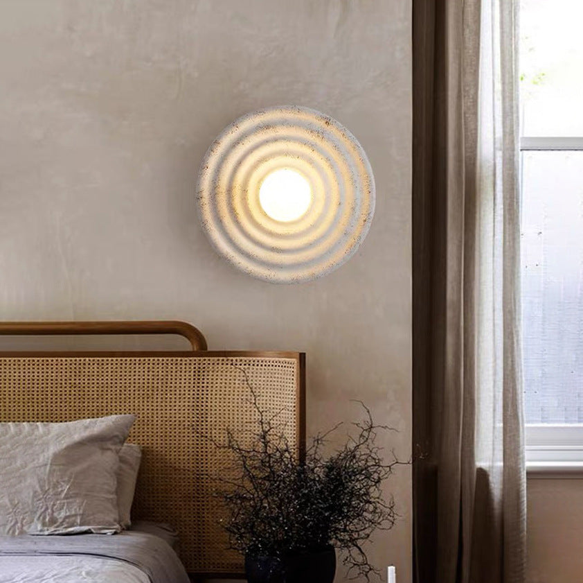 Round Ripple Resin Glass Iron 1-Light Wall Sconce Lamp