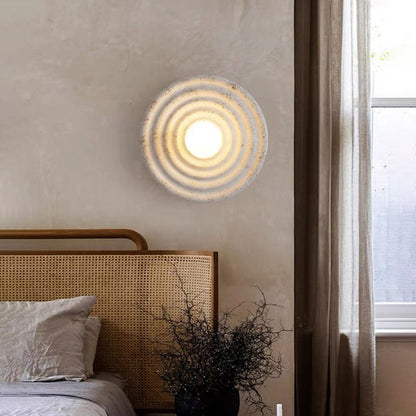 Round Ripple Resin Glass Iron 1-Light Wall Sconce Lamp