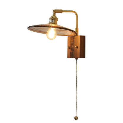 Full Amber Glass Square Shade 1-Light Wall Sconce Lamp