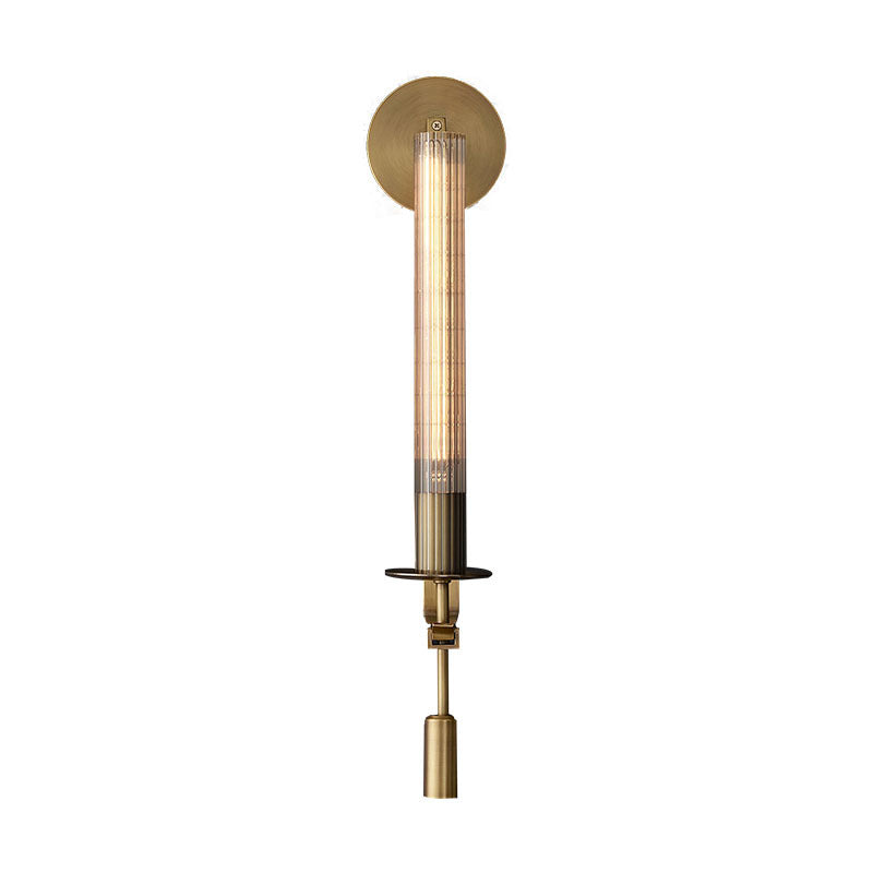 Luxury Iron Glass Cylinder Strip 1-Light Wall Sconce Lamp