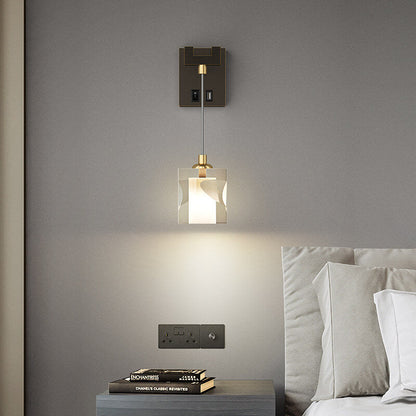 Luxury Cube H65 Brass Acrylic 1-Light Wall Sconce Lamp