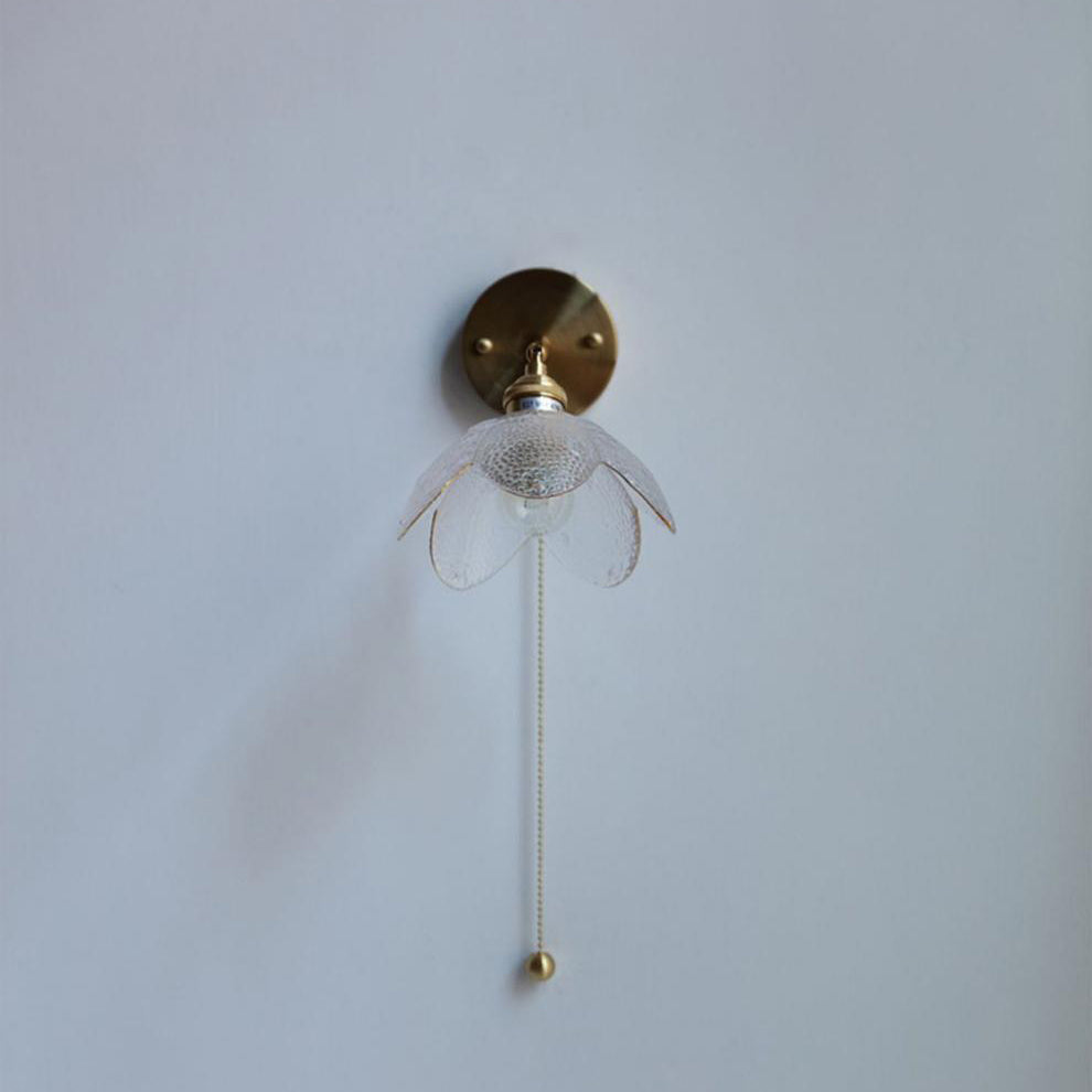 Scandinavian Copper Glass Flower 1-Light Wall Sconce Lamp