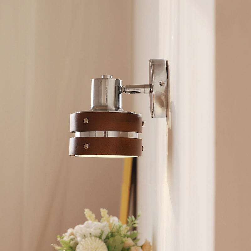 Japanese Walnut Iron Lamp Arm 1-Light Wall Sconce Lamp