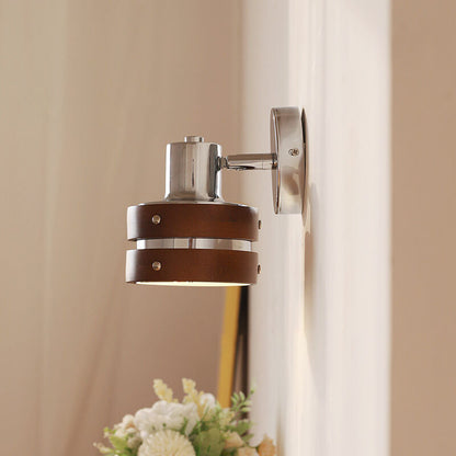 Japanese Walnut Iron Lamp Arm 1-Light Wall Sconce Lamp