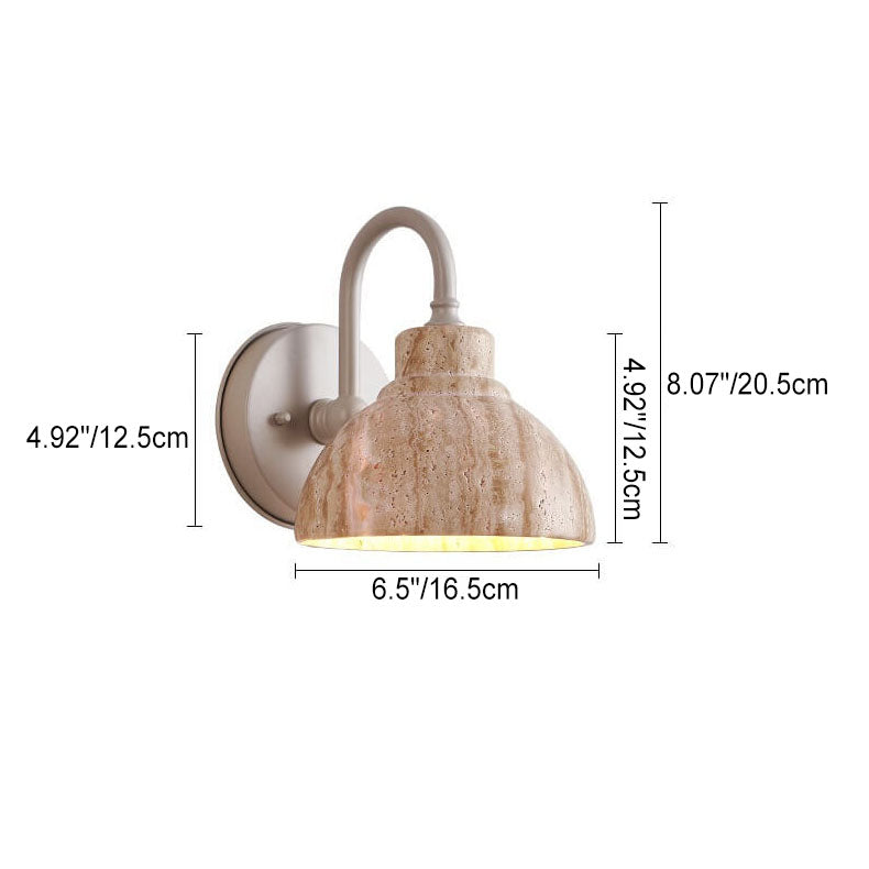 Japanese Travertine Bowl Shape 1-Light Wall Sconce Lamp