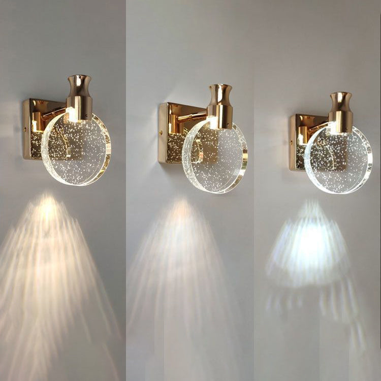 Scandinavian Crystal Round LED Wall Sconce Lamp