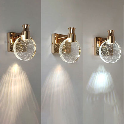Scandinavian Crystal Round LED Wall Sconce Lamp