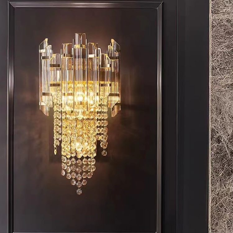 Tassel Crystal Stainless Steel 3-Light Wall Sconce Lamp