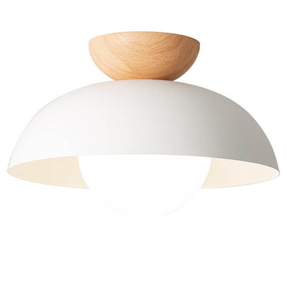 Nordic Minimalist Round Dome Iron Glass 1-Light Semi-Flush Mount Ceiling Light