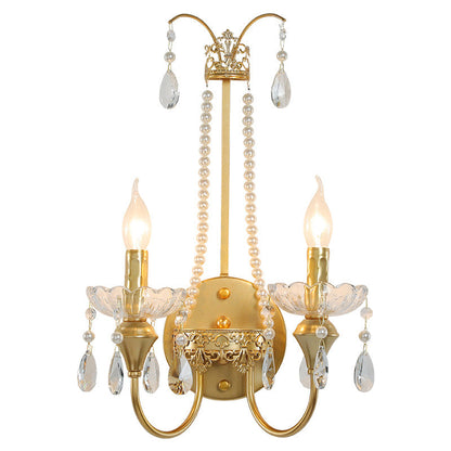 Iron Pendant Candlestick Holder 2-Light Wall Sconce Lamp