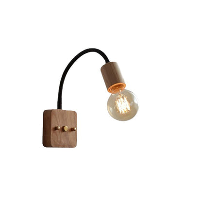 Walnut Oak Wood Hose Adjustable 1-Light Wall Sconce Lamp